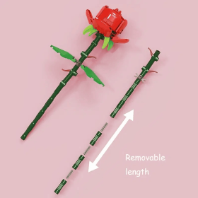 Rose Building Blocks Flower DIY Handmade Building Blocks Assembled; Roses Valentine's Day Mother's Day Gift To Girlfriend Friends Home Decoration