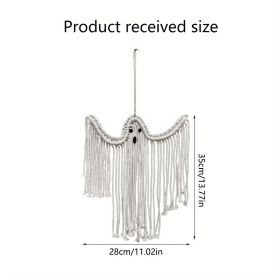 1pc, Halloween Decoration Hanging Ornaments Hand-woven White Ghost Wall Hanging Holiday Scene Arrangement Decorations, Halloween Decor, Holiday D
