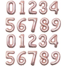 21 Inch Small Number Balloons 0-9 Wedding Wedding Room Baby Birthday Party Decoration Aluminum Foil Rose Gold Balloon Set