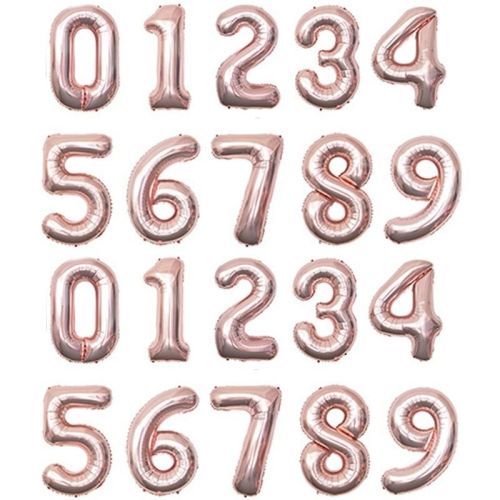 21 Inch Small Number Balloons 0-9 Wedding Wedding Room Baby Birthday Party Decoration Aluminum Foil Rose Gold Balloon Set