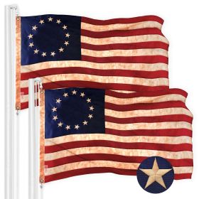 2 Pack Betsy Ross Tea-Stained Flag 4x6 Ft Embroidered 420D Polyester Historical Flag