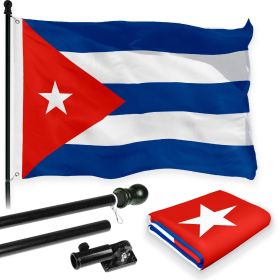 Combo Pack 6 Ft Tangle Free Spinning Flagpole Black Cuba Cuban Flag 3x5 ft Printed 150D Brass Grommets Flag Included Aluminum Flag Pole