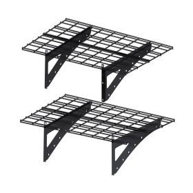 23.6*35.4 Inch Wall Mounted Wall Shelf for Garage Heavy Duty Wall Shelf, Supermarket Storage Shelf, Black, 2-Pack