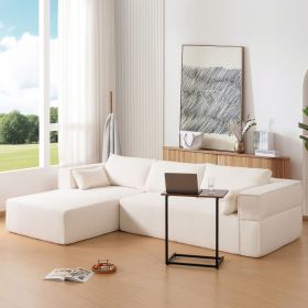 112"Modular Sectional Sofa with Free Side Table,Wide Seat,Fully Compressed,Wrinkle-resistant Boucle Fabric Couch with Chaise,Free Combination