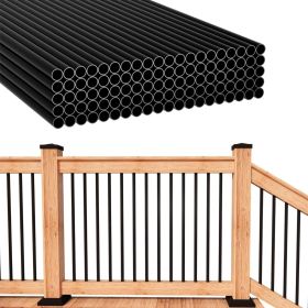 100-Pack 36" x3/4" Metal Deck Balusters Hollow Round Deck Railing Spindles Matte Coated Black for Wood and Composite Deck Indoor Outdoor