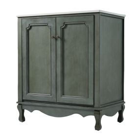 30" Vintage Bathroom Vanity with Rectangle Ceramic Sink, Bathroom Vanity Cabinet with Antique Handles and 2 Doors