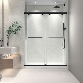 6076 Inch North American Frameless Double Sliding Matte Black Shower Door With Adjustable Soft Closing Function 8mm Tempered Glass With Nano Easy
