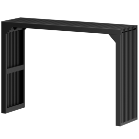 46" Solid Wood Narrow Console Table Black for Living Room, Foyer