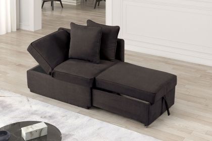 Convertible Chair 1pc Living Room Furniture Gray Fabric Adjustable Headrest Pillows Functional Chair