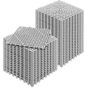VEVOR Interlocking Tile 50PCS Gray, Drainage Tiles 12" x 12" Splicing, PVC Interlocking Drainage Floor Tiles, Non-Slip Drainage Holes for Restroo