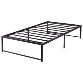 Bed Frame Metal Platform Mattress Foundation with Steel Slat Support, No Box Spring Needed, Easy Assembly, Black(No shipment on weekends)