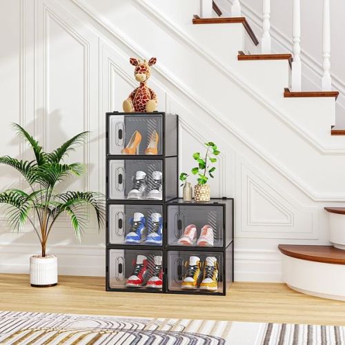 Black, Big Size, 6PCS, 36*28*21cm, Shoe Box, Plastic Mesh, Freely Combinable