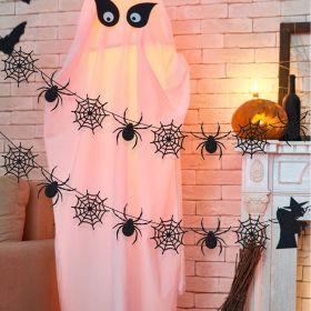 Set, Black Spiderweb Garland- Halloween Party Decorations, Halloween Spider Decor, Hanging Spider Web Banner Decor, Garland Halloween (Color: Black, Quantity: 2pcs)