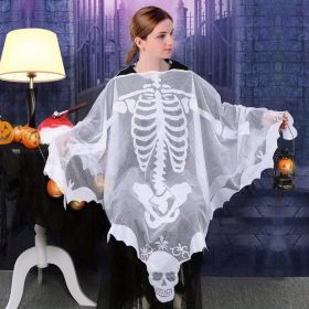 1pc, Black Lace Skeleton Poncho (60*60in), Halloween Poncho Halloween Costumes, Day Of The Dead Costume, Aesthetic Room Decor, Festival Decoratio (Style: White Lace Skeleton Poncho)