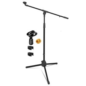 5 Core Tripod Mic Stand Floor Adjustable 18 to 72 Inches Sturdy Boom Arm Holder Microphone Stands Pedestal Para Microfono for Singing MS 080 (Color: Black)